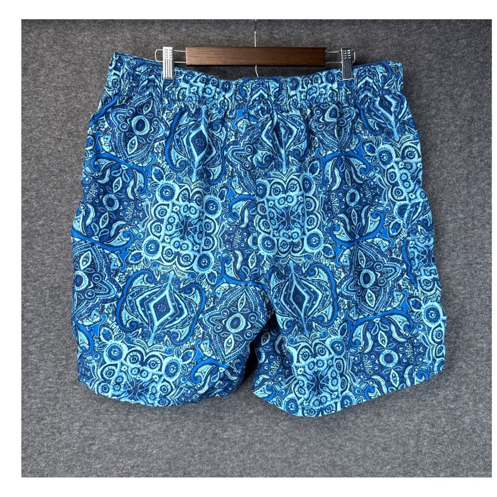 Kanu Surf Blue Paisley Mandala Board Shorts Swim Trunks Mens 2X Cargo Pocket 8" - Picture 4 of 10